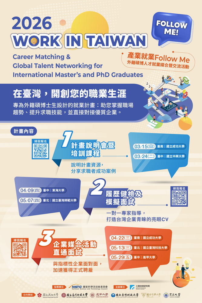 115年度外籍碩博士人才留臺就業輔導課程及媒合會圖片